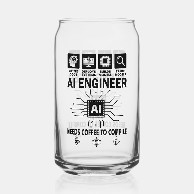 Verre Canette Funny AI Engineer Coding Programmer Developer Tech (Recto)