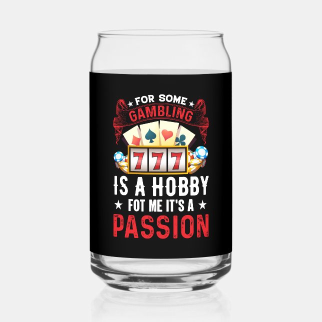 Verre Canette Funny Casino passion mot art jeu (Recto)
