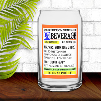 Verre Canette Funny Étiquette de prescription