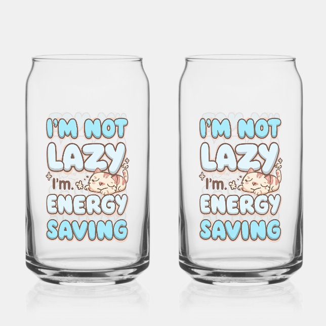 Verre Canette Funny "I'm Not Lazy" Blue Bubbly Font (Recto)