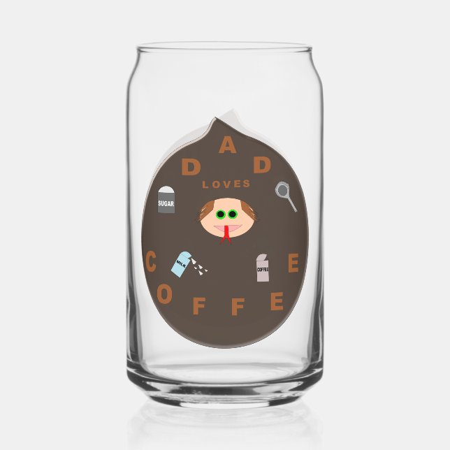 Verre Canette Funny Papa Monster aime le café (Recto)