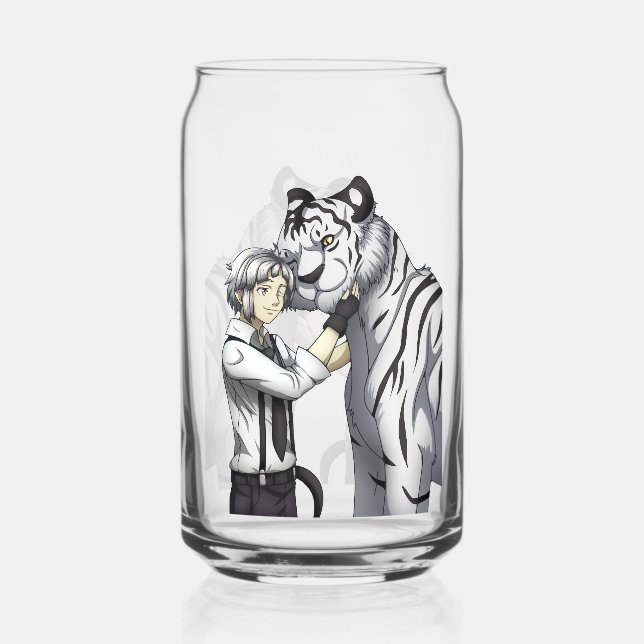 Verre Canette Garçon avec tigre blanc (Recto)