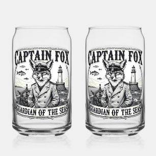 Verre Canette Gardien des Mers Capitaine Renard Dessin Nautical