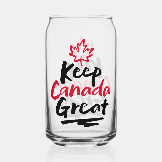 Verre Canette Gardons le CANADA grand !  Feuille d'érable canadi (Recto)