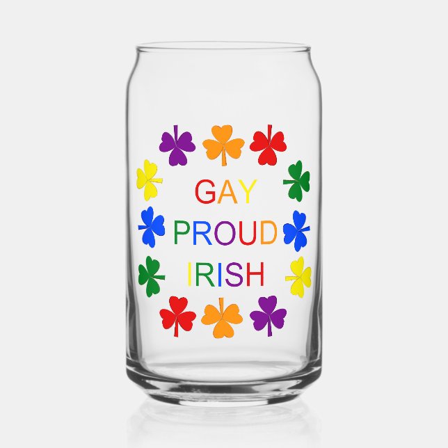 Verre Canette Gay Fier Irlandais LGBT Rainbow Shamrocks (Recto)