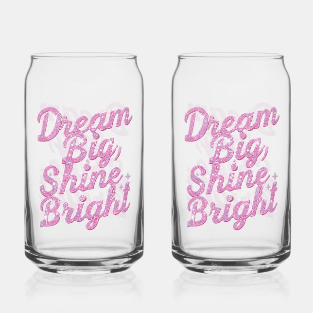 Verre Canette Girly Pink Sparkle Motivational Quote (Recto)