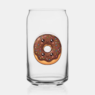 Verre Canette Glace Claire Kawaii Donut Glacé au Chocolat et Ros