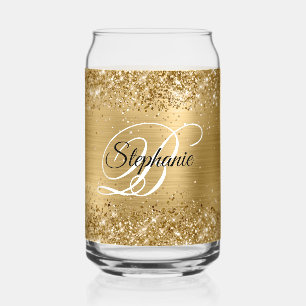 Verre Canette Glitter Gold Glam Fancy Monogramme