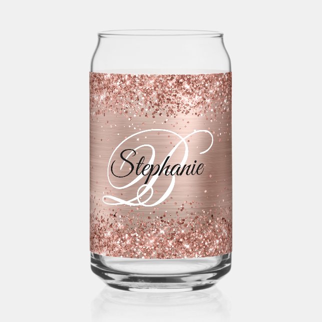 Verre Canette Glitter Rose Gold Glam Fancy Monogramme (Recto)