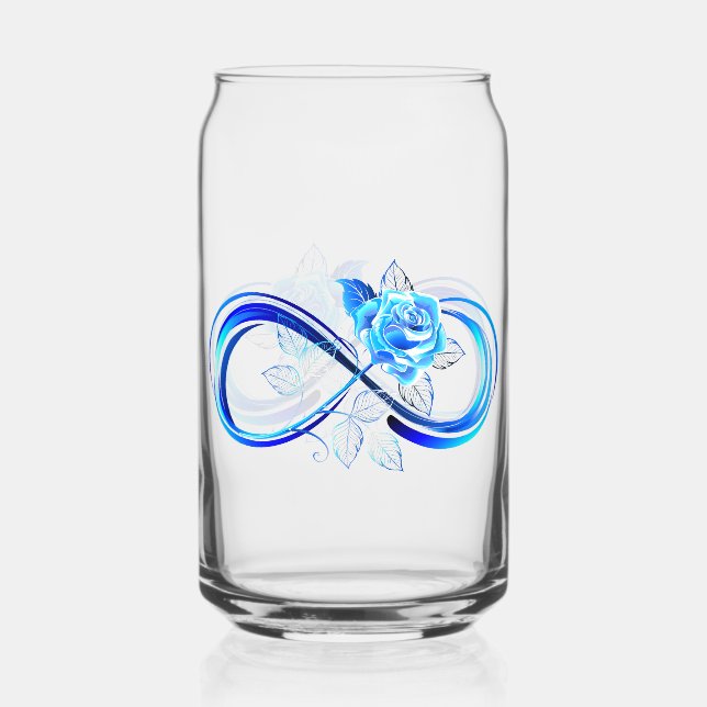 Verre Canette Glowing infinity with blue rose (Recto)