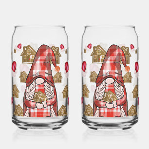 Verre Canette Gnome de Noël tenant des hommes en pain d'épice, F