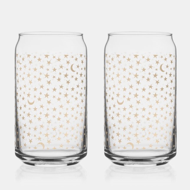 Verre Canette Gold Moon et Stars Night Sky (Recto)