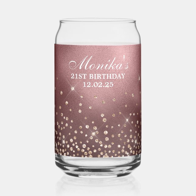 Verre Canette Gold Parties scintillant Rose Gold Foil 21e annive (Recto)