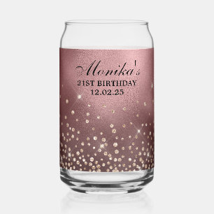 Verre Canette Gold Parties scintillant Rose Gold Foil 21e annive