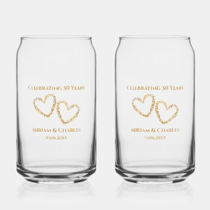Verre Canette Golden 50th Mariage Anniversaire Coeur personnalis