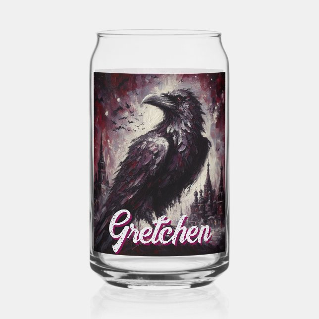 Verre Canette Gothic Raven Crow Bird Painting Personalized (Recto)
