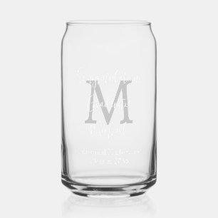 Verre Canette Graduation Party Grey Monogramme Blanc Nom