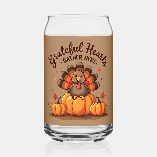 Verre Canette Grateful Hearts Thanksgiving Turkey (Verso)