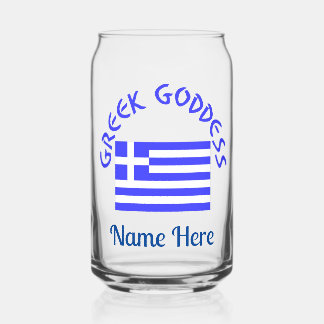 Verre Canette Greek Goddess and Flag of Greece Personalized 