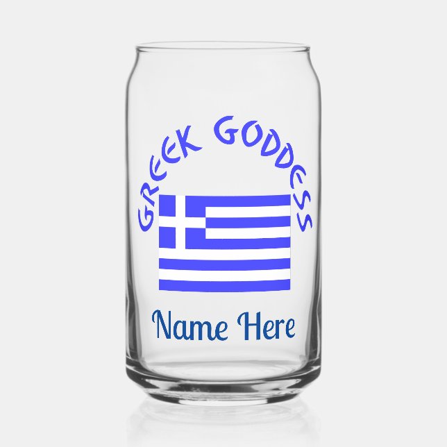 Verre Canette Greek Goddess and Flag of Greece Personalized  (Recto)