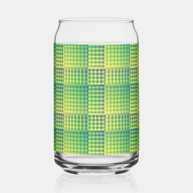 Verre Canette Green Blue Checker Abstract Pattern (Recto)