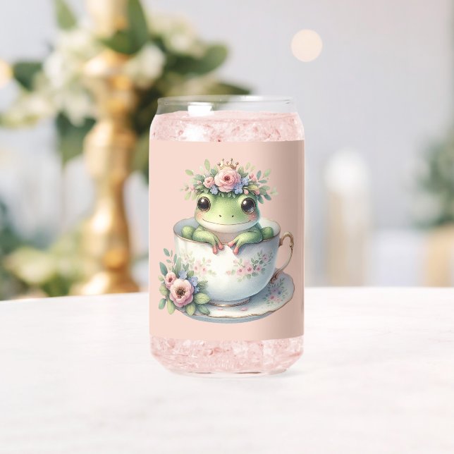 Verre Canette Grenouille lunaire en Teacup Floral (Insitu (Mariage))