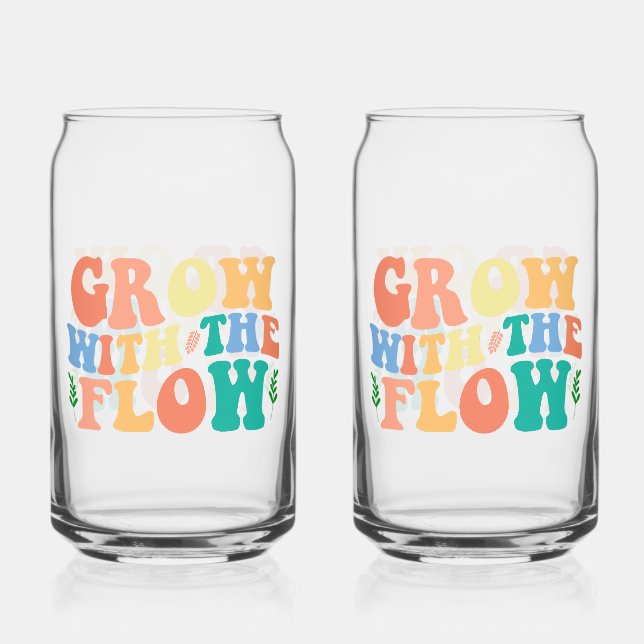 Verre Canette Groovy Plant Lover "Grow With The Flow" Graphic (Recto)