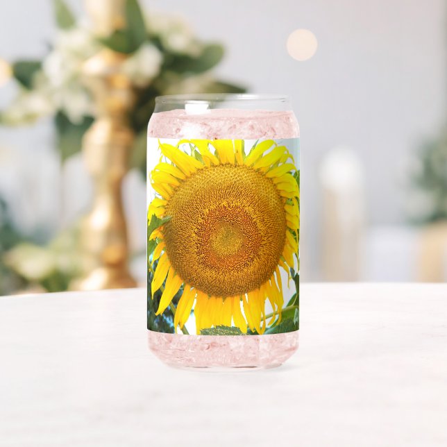 Verre Canette Grosse floraison de fleurs de tournesol jaune (Insitu (Mariage))
