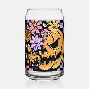 Verre Canette Halloween Citrouille Floral Automne