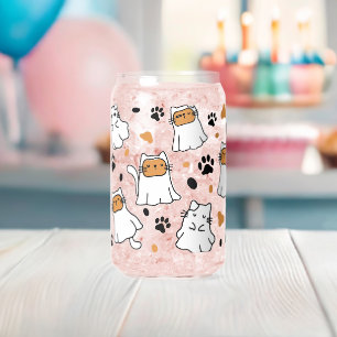 Verre Canette Halloween Fantôme de chat mignon