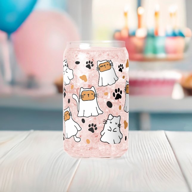 Verre Canette Halloween Fantôme de chat mignon (Insitu (Baby Shower))