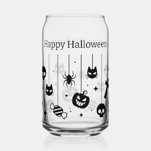Verre Canette Halloween heureux avec images Éffrayantes noires