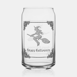 Verre Canette Halloween sorcière volante en argent