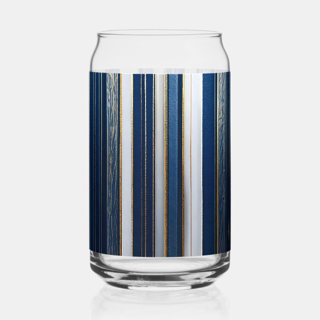 Verre Canette Hanoukka Blues Stripes Bleu Blanc Or (Recto)