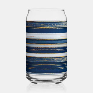 Verre Canette Hanoukka Blues Stripes Bleu Blanc Or