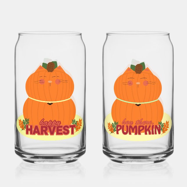Verre Canette Happest Harvest Citrouille Chat (Recto)