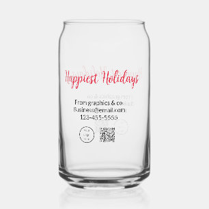 Verre Canette Happest holiday ajouter business logo nom q r code