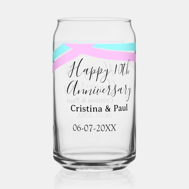 Verre Canette Happy 10th anniversary simple minimal wedding name (Recto)