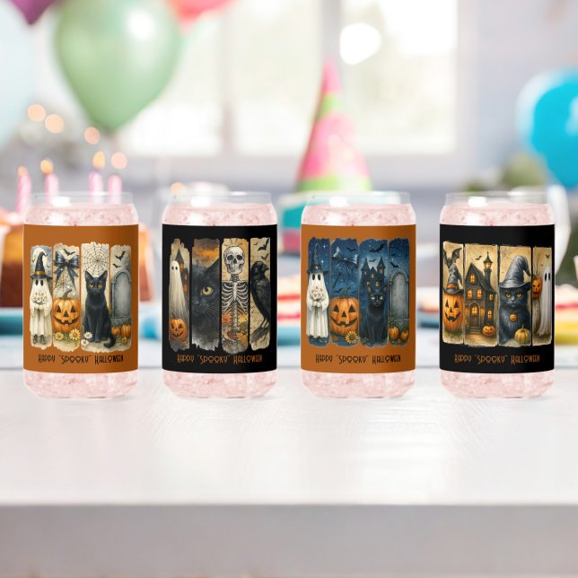 Verre Canette Happy Éffrayant Halloween Scenes Drinkware Set (Insitu (Anniversaire))