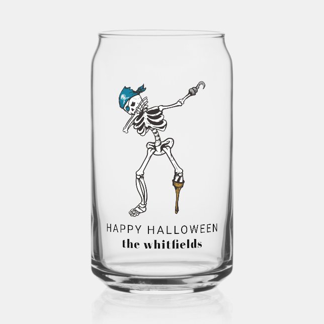 Verre Canette Happy Halloween Skeleton Pirate Dabbing Family (Recto)