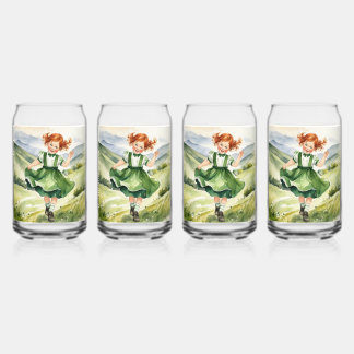 Verre Canette Happy Red headed girl Drinkware Set