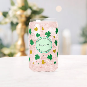 Verre Canette Happy St. Patrick's Day personnalisé avec Clovers