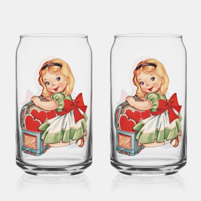 Verre Canette Heart Girl Enfant Retro Enfants mignons (Recto)