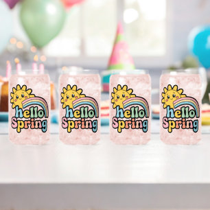 Verre Canette Hello Spring : Soleil, Arc-en-ciel et Bonne Humeur