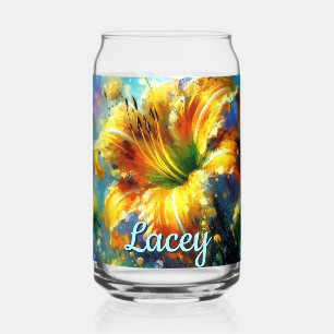 Verre Canette Hemerocallis Hemerocallidées Fleur Jaune Sarcelle