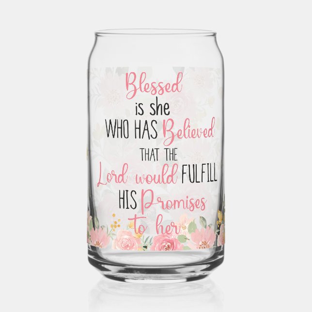 Verre Canette Heureuse Est-Elle Pink Bible Verse (Gauche)