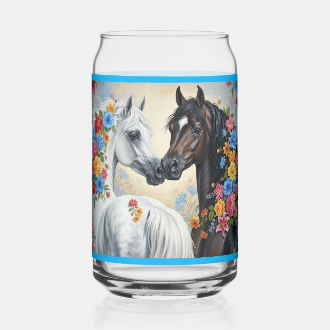 Verre Canette  Horses framed in flowers  (Verso)