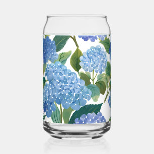 Verre Canette Hortensias bleus   Beau buisson floral