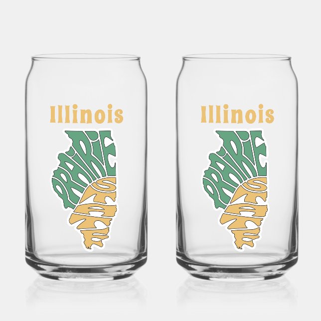 Verre Canette Illinois Surnom Word Art (Gauche)
