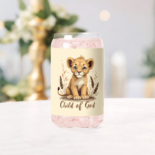 Verre Canette Illustration chrétienne de lionceau adorable Citat